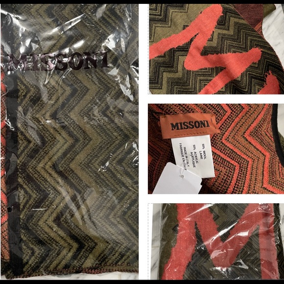MISSONI WRITTEN IN ORANGE ACROSS A SIGNATURE CHEVON SCARF - Picture 14 of 16